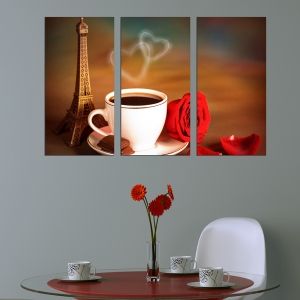 0246 Wall art decoration (set of 3 pieces) Romantic coffee