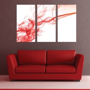0267 AbstractWall art decoration (set of 3 pieces) White and red
