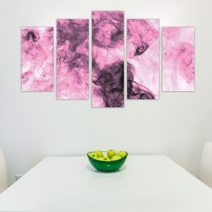 0278 Abstract wall art decoration (set of 5 pieces) Pink smoke