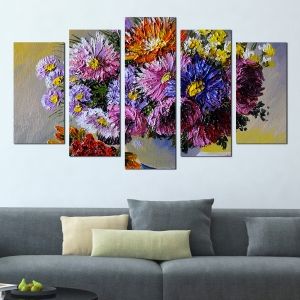 0295 Wall art decoration (set of 5 pieces) Flowers in a vase