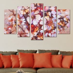 0298 Wall art decoration (set of 5 pieces) Almonds blossom