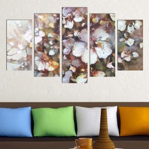 0299 Wall art decoration (set of 5 pieces) Almonds blossom