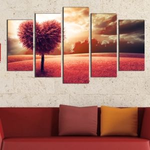 0314 Wall art decoration (set of 5 pieces) Love tree
