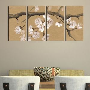 0115 Wall art decoration (set of 4 pieces) Blooming branch