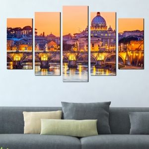 0388 Wall art decoration (set of 5 pieces) Rome cityscape