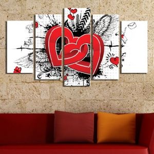 0083 Wall art decoration (set of 5 pieces) Hearts