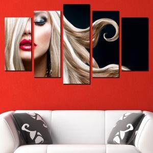 0468 Wall art decoration (set of 5 pieces) Blond hair