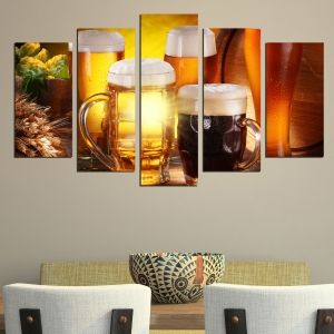 0478 Wall art decoration (set of 5 pieces) Beer