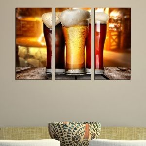 0483 Wall art decoration (set of 3 pieces) Three kinds of beer
