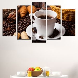 0518 Wall art decoration (set of 5 pieces) Coffee