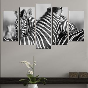 0533 Wall art decoration (set of 5 pieces) Couple zebras