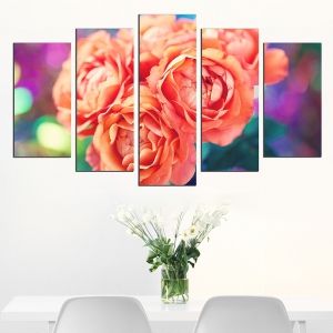 0571 Wall art decoration (set of 5 pieces) Roses on colorful background