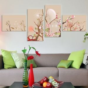 0090 Wall art decoration (set of 4 pieces) Florals