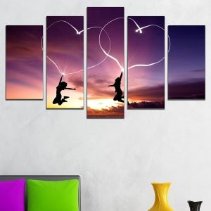 0659  Wall art decoration (set of 5 pieces) Love is in the air