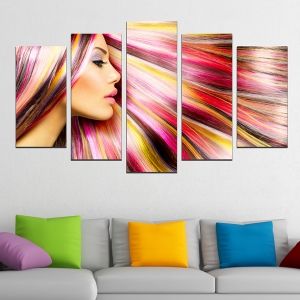 0150  Wall art decoration (set of 5 pieces) Color hair
