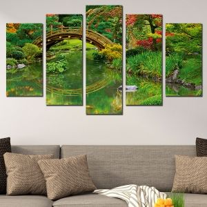 0704 Wall art decoration (set of 5 pieces) Green garden