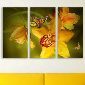 0103 Wall art decoration (set of 3 pieces)  Yellow orchids