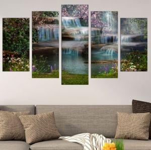 0719 Wall art decoration (set of 5 pieces) Fairy waterfalls