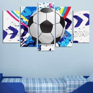 0742 Wall art decoration (set of 5 pieces) Football