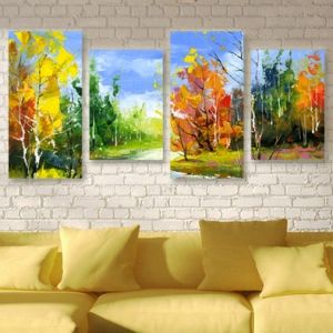 0012 Wall art decoration (set of 4 pieces) Colorful forest