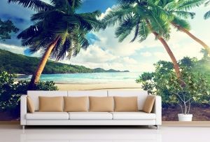 T9043 Wallpaper Beautiful beach with palms
