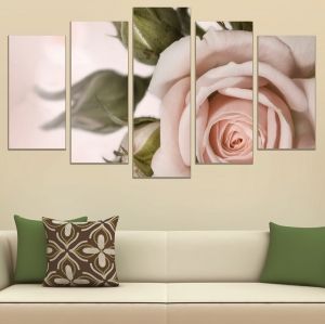 0754 Wall art decoration (set of 5 pieces) Delicate rose
