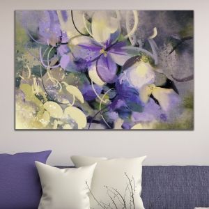 0669_1 Wall art decoration Art flowers in purple and white