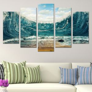 0801 Wall art decoration (set of 5 pieces) Huge wave