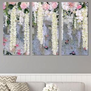 0828 Wall art decoration (set of 3 pieces) Wall of flowers