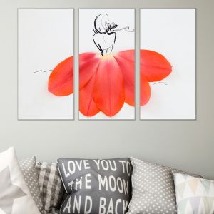 0837Wall art decoration (set of 3 pieces) Red dress