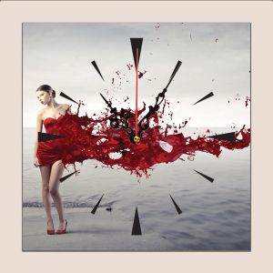 C0024_1 Clock with print Red dress