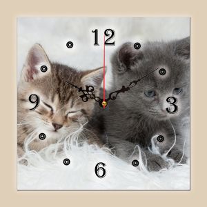 C0025_1 Clock with print Cute kitties