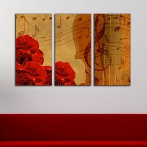 0145 - Wall art decoration (set of 3 pieces) Romantic melody