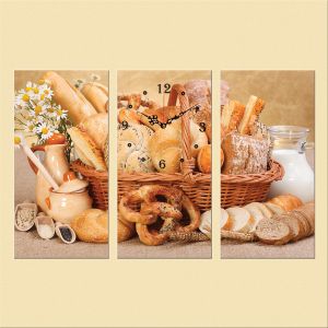 C0148 _3 Clock with print 3 pieces Bread products