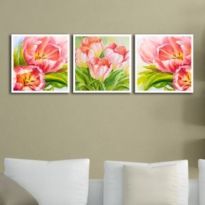 0006 Wall art decoration (set of 3 pieces) Art Pink Tulips