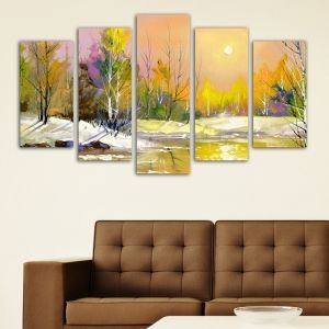 0002 Wall art decoration (set of 5 pieces) Colorful autumn