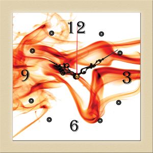 C0270_1 Clock with print Abstraction in white and orange