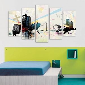 0085 Wall art decoration (set of 5 pieces) City