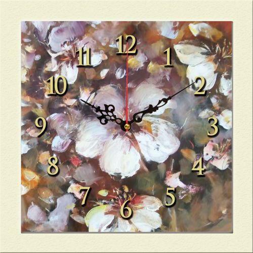 C0299_1 Clock with print Almonds blossom