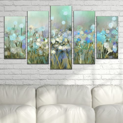 0882 Wall art decoration (set of 5 pieces) Abstract flowers