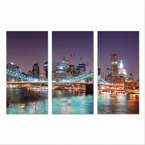 C0380_3 Clock with print 3 pieces New York