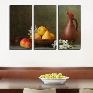 0180 Wall art decoration (set of 3 pieces) Composition with pears