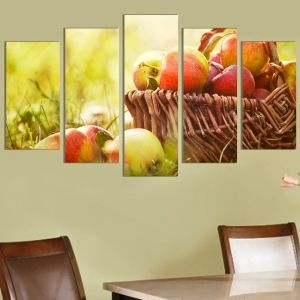 0183  Wall art decoration (set of 5 pieces) Apples