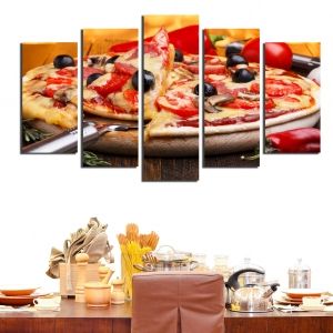 0186  Wall art decoration (set of 5 pieces) Pizza