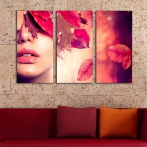 0212 Wall art decoration (set of 3 pieces) Autumn kiss