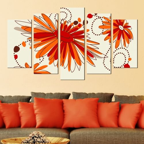 Abstract decoration for wall in orange