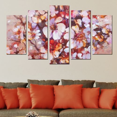 Canvas wall art with blossom