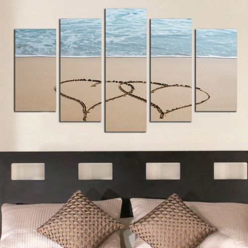 Modern canvas art decoration for bedroom with hearts