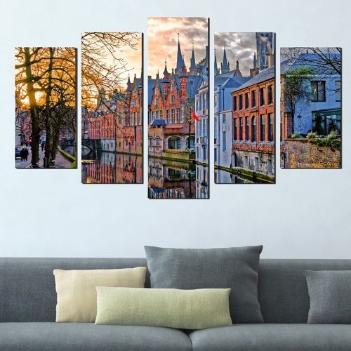 Canvas wall art set city landscape Bruges