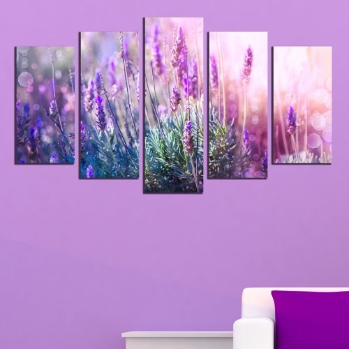 wall art canvas decoration set with levander